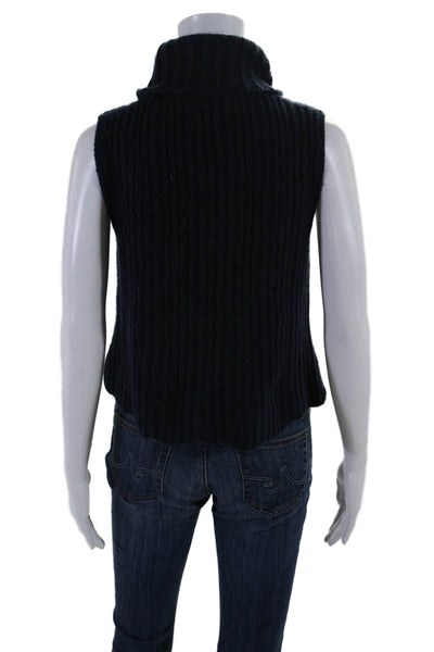 Pure Navy Womens Sleeveless Thick Knit Turtleneck Sweater Vest Blue Medium