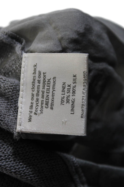 Eileen Fisher Womens Short Sleeve V Neck Knit Top Gray Size Small