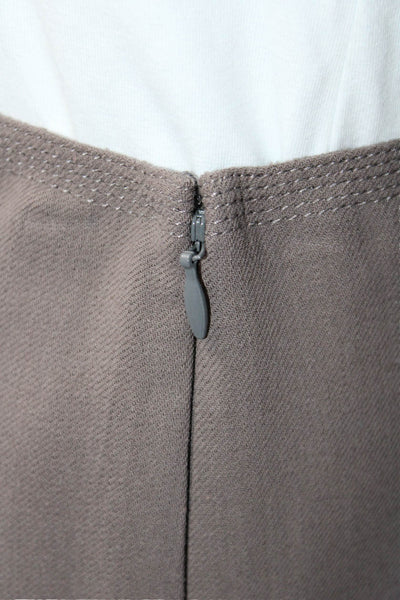 Charles Nolan Womens Wool Darted Zipped Slip-On Straight Midi Skirt Brown Size 6