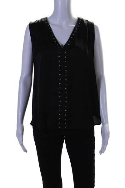 Vince Camuto Womens Studded Trimmed Sleeveless Pullover Tank Blouse Black Size M