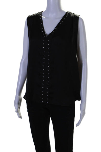 Vince Camuto Womens Studded Trimmed Sleeveless Pullover Tank Blouse Black Size M