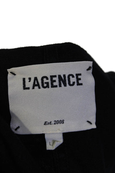 L'Agence Womens Linen Button Down Cropped Wayne Jacket Black Size Large