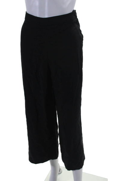 Witchery Womens Button Up Waist High Rise Wide Leg Casual Pants Black Size 8