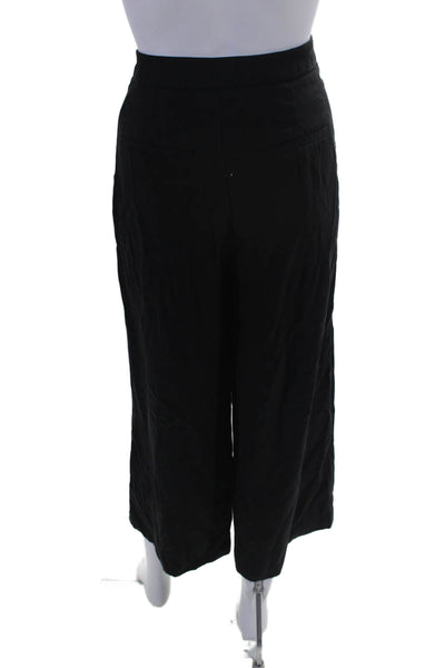 Witchery Womens Button Up Waist High Rise Wide Leg Casual Pants Black Size 8