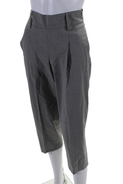 ELEVENTY Womens Creased Cropped Dress Pants Gray Wool Blend Size EUR 42