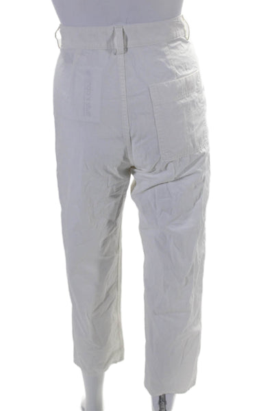 COS Womens High Rise Zip Up Slim Leg Casual Pants Optic White Cotton Size 2