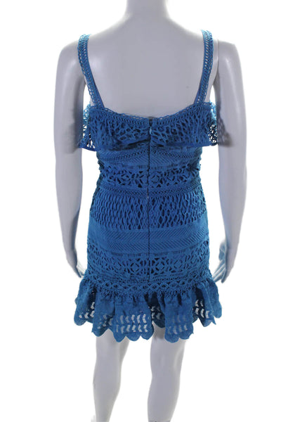 J.O.A. Women's Scoop Neck Spaghetti Straps Tiered Mini Dress Blue Size S