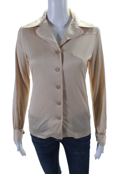 Vince Womens Solid Cream Collar Long Sleeve Button Front Shirt Size S