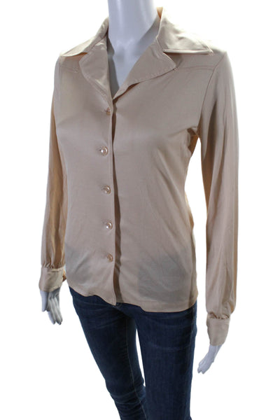 Vince Womens Solid Cream Collar Long Sleeve Button Front Shirt Size S