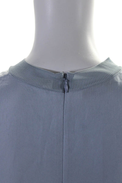 Vince Womens Powder Blue Zip Back Crew Neck Sleeveless Blouse Top Size XS