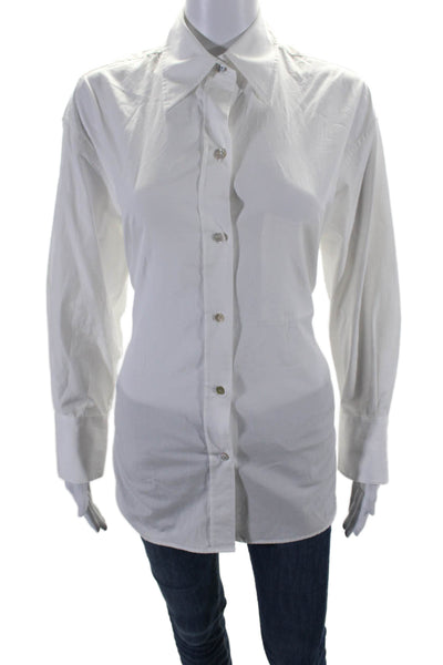 Vince Womens Cotton White Collar Long Sleeve Button Down Shirt Size XS