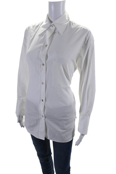 Vince Womens Cotton White Collar Long Sleeve Button Down Shirt Size XS