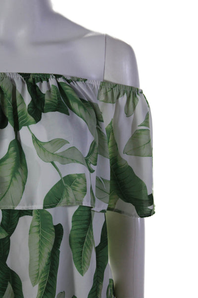 Show Me Your Mumu Womens Leaf Print Short Set White Green Size Small/Medium