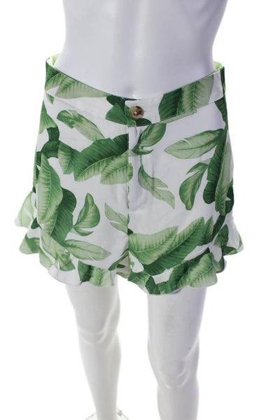 Show Me Your Mumu Womens Leaf Print Short Set White Green Size Small/Medium