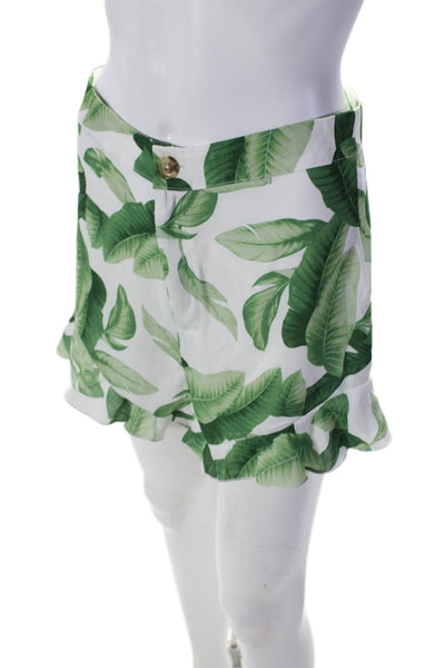 Show Me Your Mumu Womens Leaf Print Short Set White Green Size Small/Medium