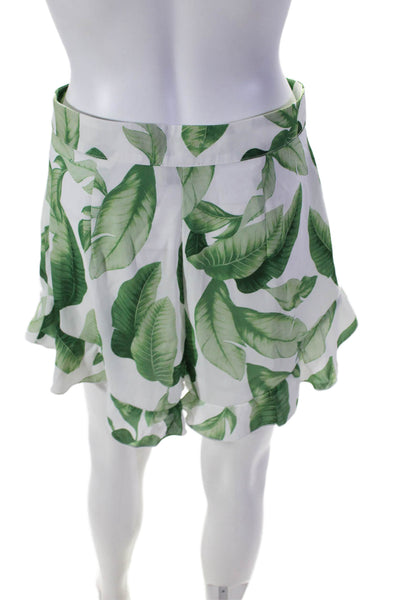 Show Me Your Mumu Womens Leaf Print Short Set White Green Size Small/Medium