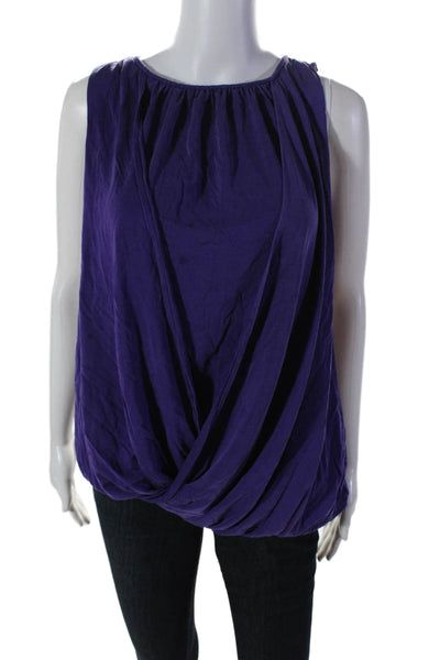 Alice + Olivia Womens Silk Crew Neck Sleeveless Tank Top Purple Size Small