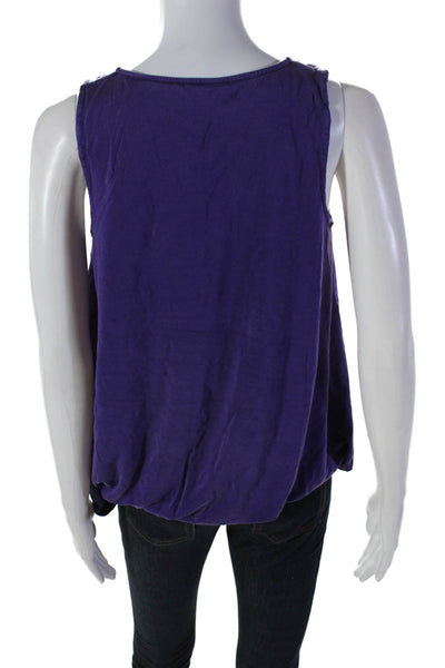 Alice + Olivia Womens Silk Crew Neck Sleeveless Tank Top Purple Size Small