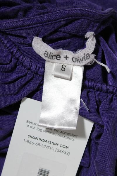 Alice + Olivia Womens Silk Crew Neck Sleeveless Tank Top Purple Size Small