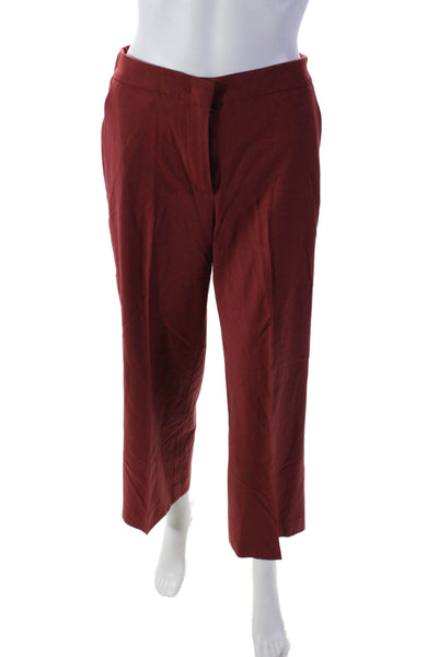 QL2 Womens Creased Straight Leg Margotta Dress Pants Red Wool Size EUR 42