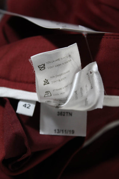 QL2 Womens Creased Straight Leg Margotta Dress Pants Red Wool Size EUR 42