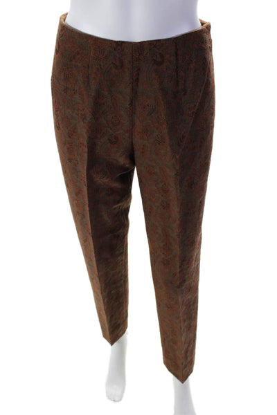 QL2 Womens Floral Paisley Print Creased Ollie Pants Brown Wool Size EUR 42