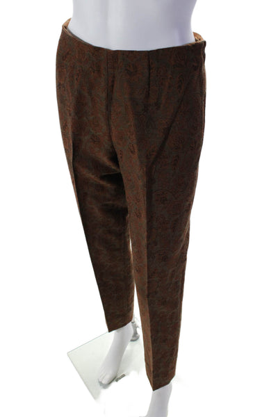 QL2 Womens Floral Paisley Print Creased Ollie Pants Brown Wool Size EUR 42