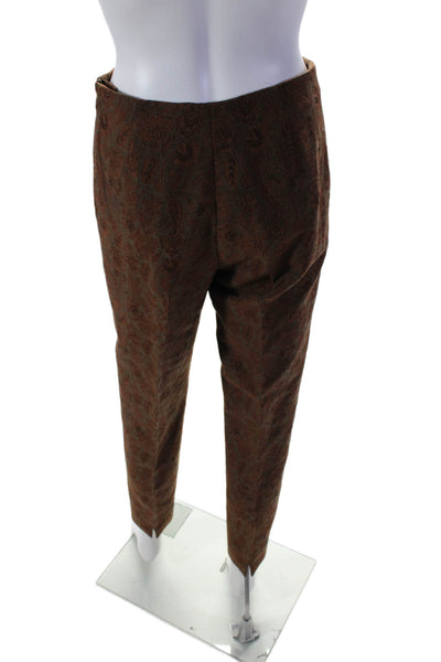 QL2 Womens Floral Paisley Print Creased Ollie Pants Brown Wool Size EUR 42
