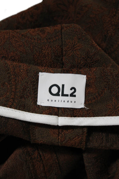 QL2 Womens Floral Paisley Print Creased Ollie Pants Brown Wool Size EUR 42