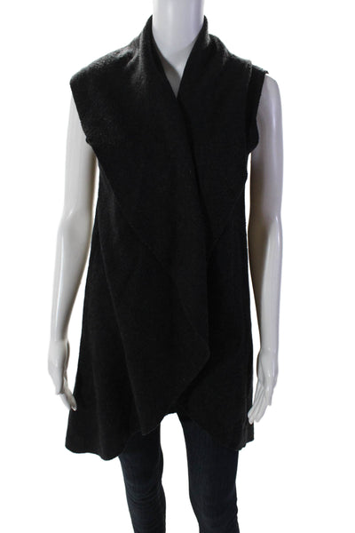 Moth Womens Black Wool One Front Cowl Neck Sleeveless Vest Jacket Size XS/S