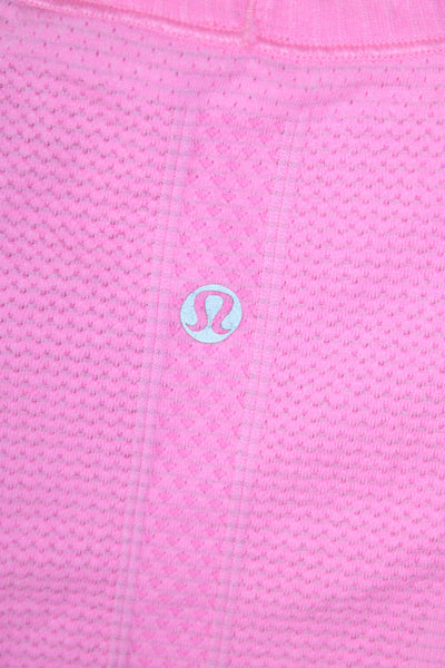 Lululemon Womens Stretch Round Neck Short Sleeve Activewear Top Pink Size L