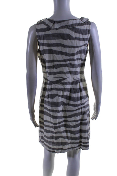 J Crew Womens Cotton Striped V-Neck Sleeveless Zip Up Mini Dress White Size 6