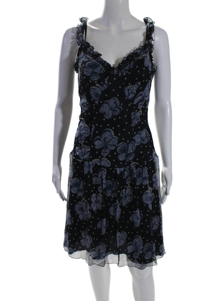 Tara Jarmon Womens Sleeveless Back Zip Mid Calf Dress Blue Size 40