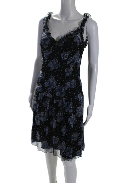 Tara Jarmon Womens Sleeveless Back Zip Mid Calf Dress Blue Size 40