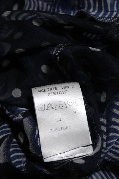 Tara Jarmon Womens Sleeveless Back Zip Mid Calf Dress Blue Size 40