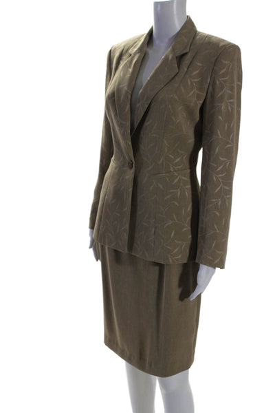 Jessica Ash Womens One Button Blazer & Skirt Suit Wool Beige Size 4