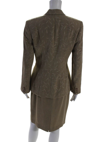 Jessica Ash Womens One Button Blazer & Skirt Suit Wool Beige Size 4