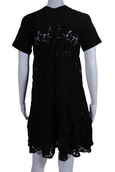 Morgane Le Fay Womens Lace Short Sleeves V Neck Dress Black Size Small