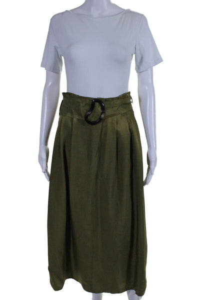 Whistles Womens Pleated Front Belted A Line Maxi Skirt Moss Green Size 10