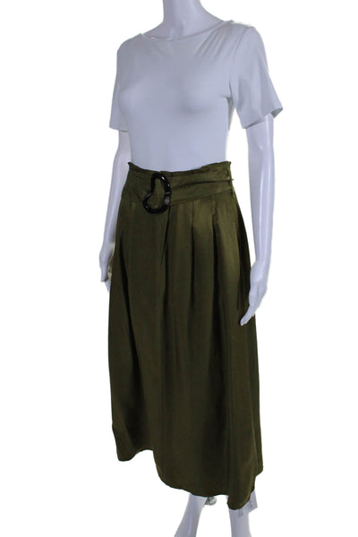 Whistles Womens Pleated Front Belted A Line Maxi Skirt Moss Green Size 10