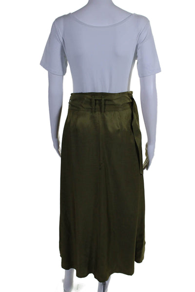 Whistles Womens Pleated Front Belted A Line Maxi Skirt Moss Green Size 10