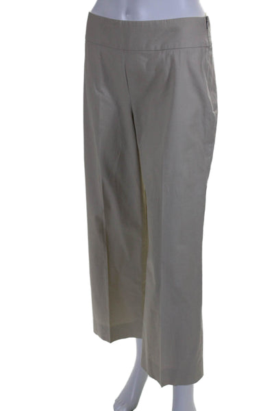 Akris Bergdorf Goodman Womens Creased Straight Leg Khaki Pants Beige Size 6