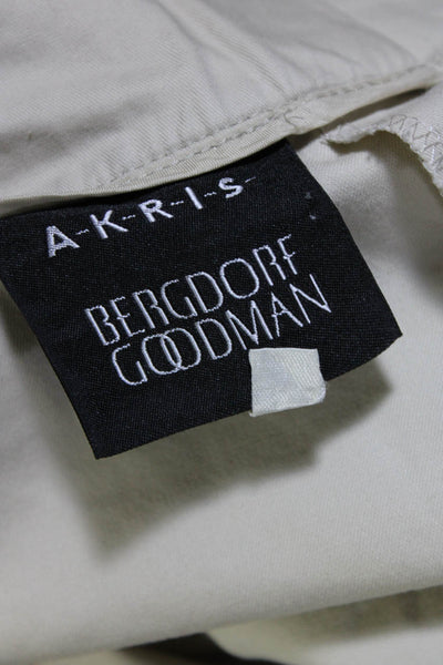 Akris Bergdorf Goodman Womens Creased Straight Leg Khaki Pants Beige Size 6