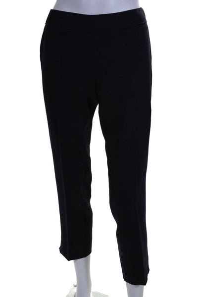 Tory Burch Womes High Rise Slim Leg Creased Dress Pants Navy Blue Wool Size 4