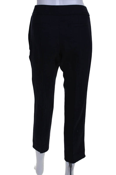 Tory Burch Womes High Rise Slim Leg Creased Dress Pants Navy Blue Wool Size 4