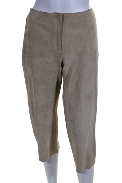 DKNY Womens Suede Zip Up High Rise Cropped Pants Nude Beige Size 10