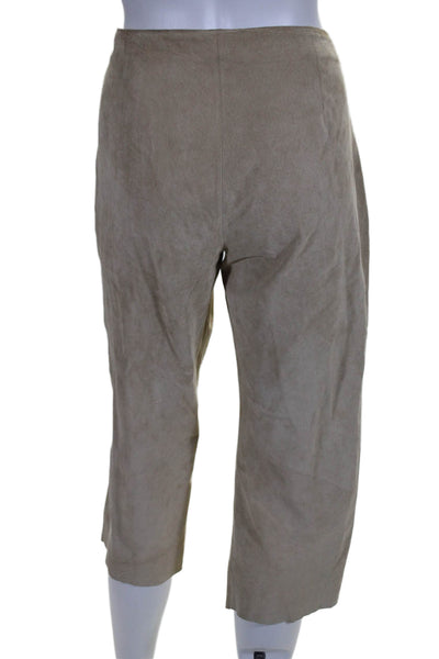DKNY Womens Suede Zip Up High Rise Cropped Pants Nude Beige Size 10