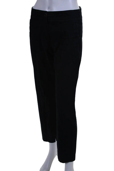 Rene Lezard Womens High Rise Slim Leg Pants Navy Blue Cotton Size EUR 34