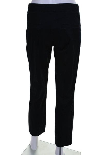 Rene Lezard Womens High Rise Slim Leg Pants Navy Blue Cotton Size EUR 34