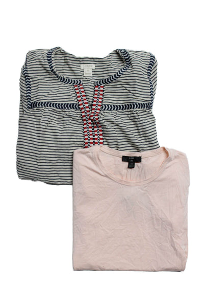 J Crew Women's Round Neck Long Sleeves Blouse Striped Pink Size XS Lot 2